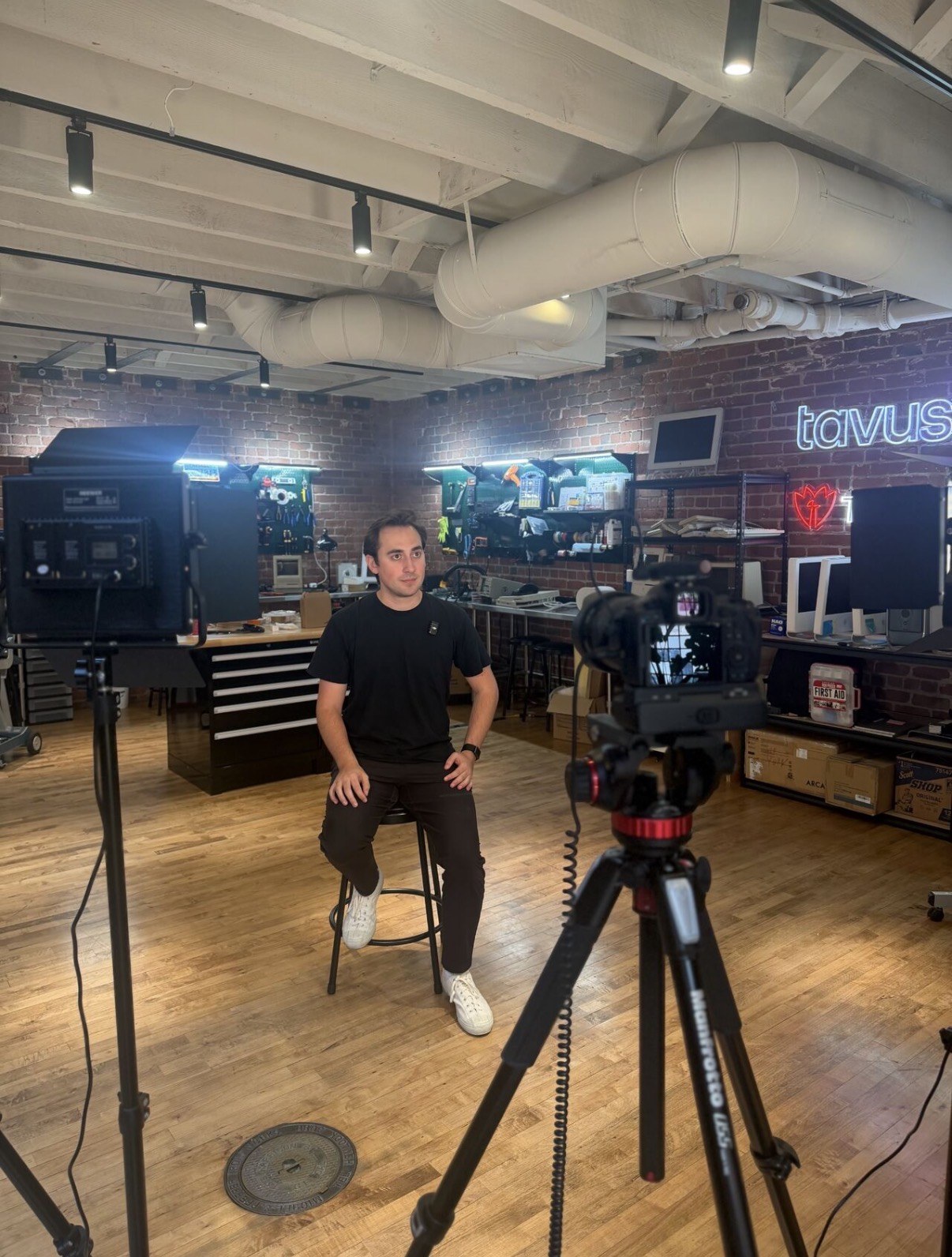 Video production setup in the workshop space